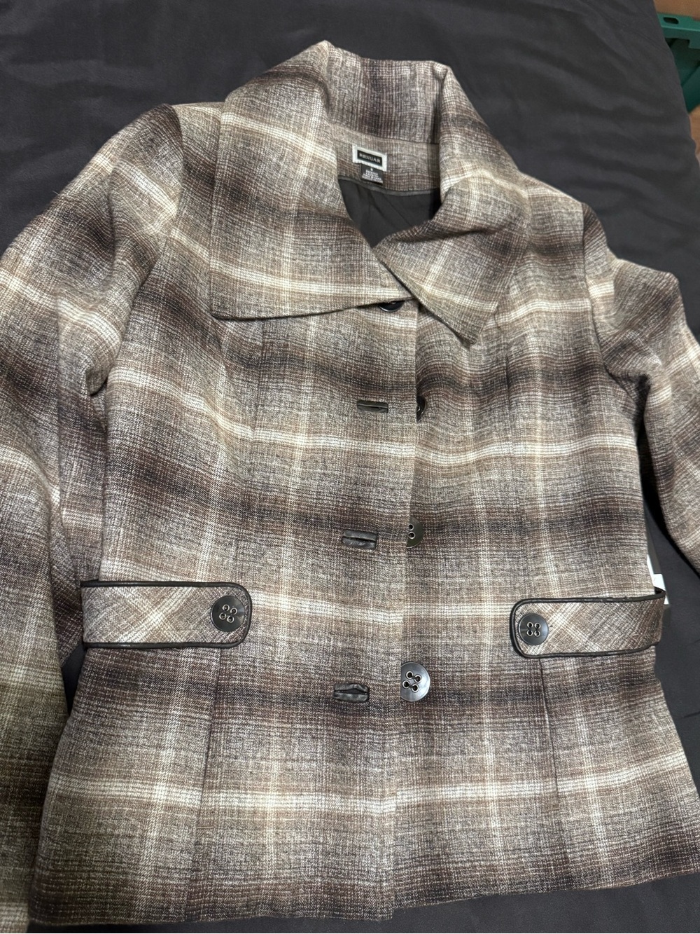 Renuar Brown and Cream Plaid Blazer